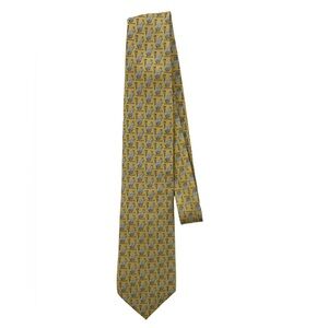 Sero 100% Silk Yellow Patterned Men's Tie Donkey w Flag